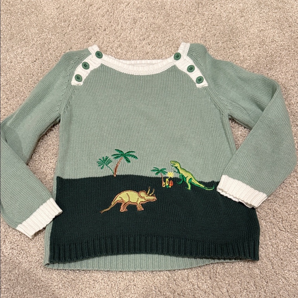 Powell Craft Green Dinosaur Kids Sweater, size 2-3